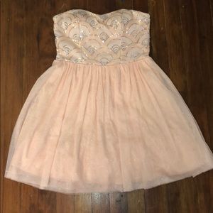 Pink Sparkly Strapless Dress